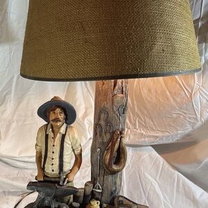 Vintage Apsit Bros California Desirable Chalkware Lamp Farrier Western Horseshoe